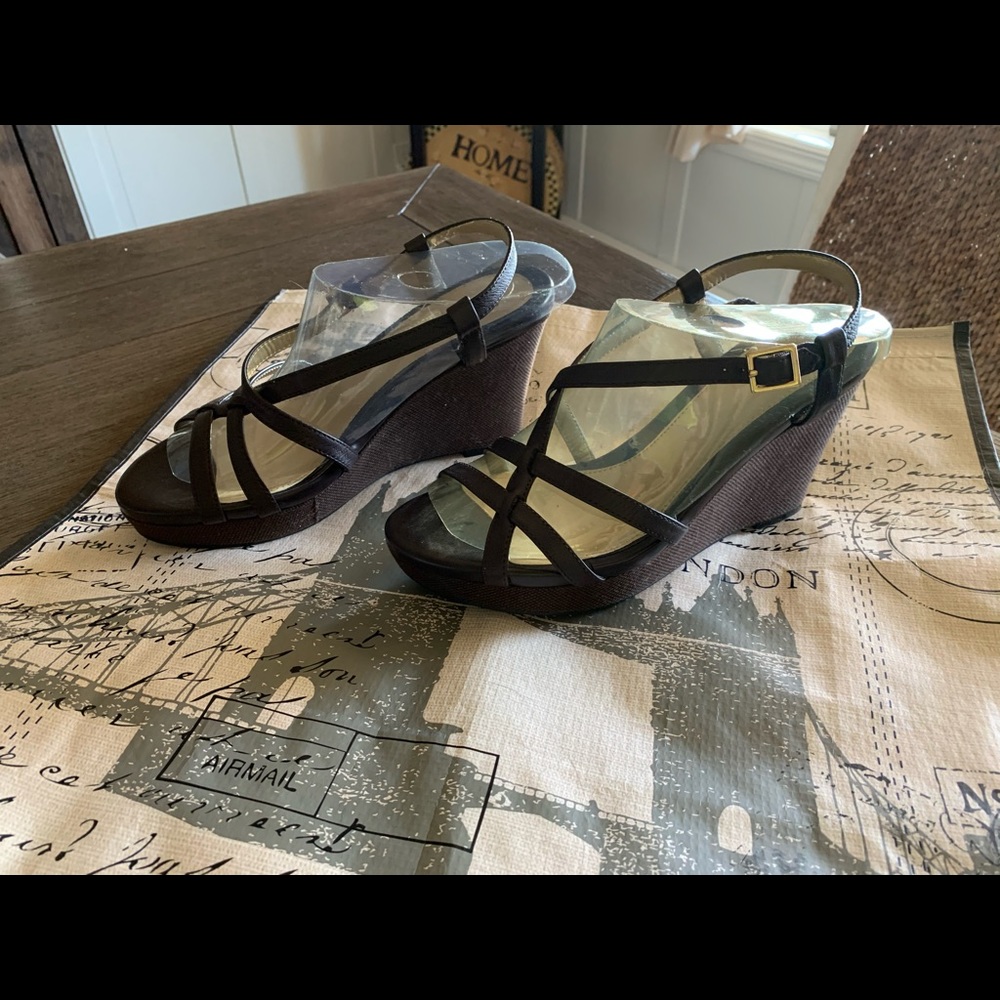 New Brown wedge sandals never worn